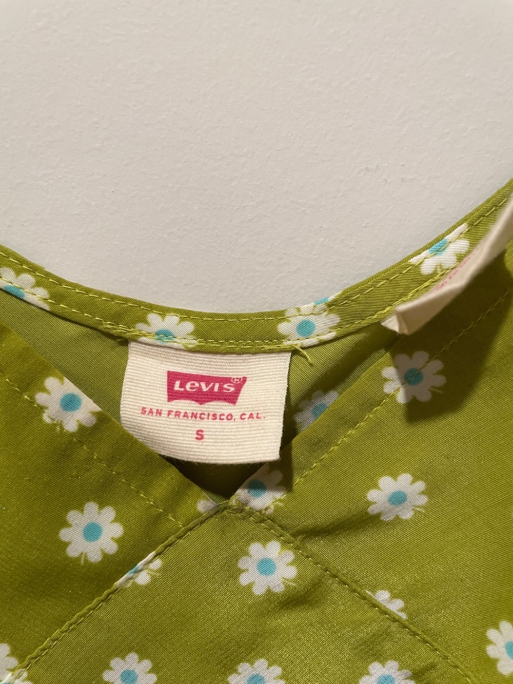 Levi's Green Daisy Print Mini Dress with Tie Straps - Picture 6 of 8
